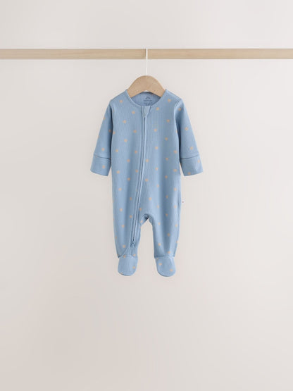 Neutral/Brown Bear Two Way Zip Baby Sleepsuits 7 Pack (0mths-2yrs)