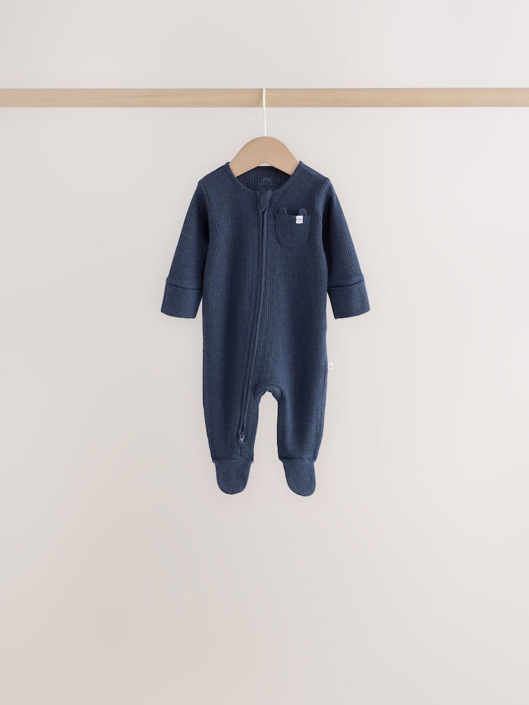 Neutral/Brown Bear Two Way Zip Baby Sleepsuits 7 Pack (0mths-2yrs)