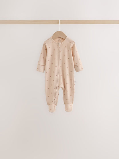Neutral/Brown Bear Two Way Zip Baby Sleepsuits 7 Pack (0mths-2yrs)
