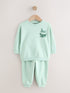 Sage Green Single Printed Crew Neck Sweat Top & Joggers Set (3mths-7yrs)