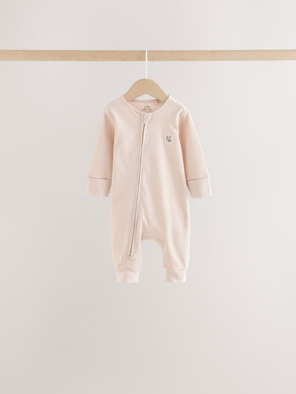 Neutral Brunch Two Way Zip Baby Sleepsuits 4 Pack (0mths-3yrs)