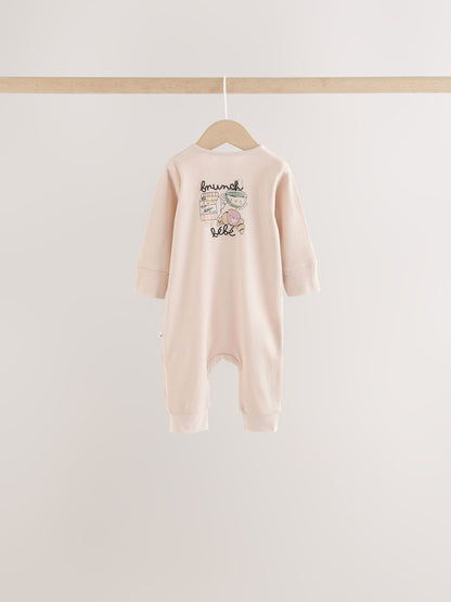 Neutral Brunch Two Way Zip Baby Sleepsuits 4 Pack (0mths-3yrs)