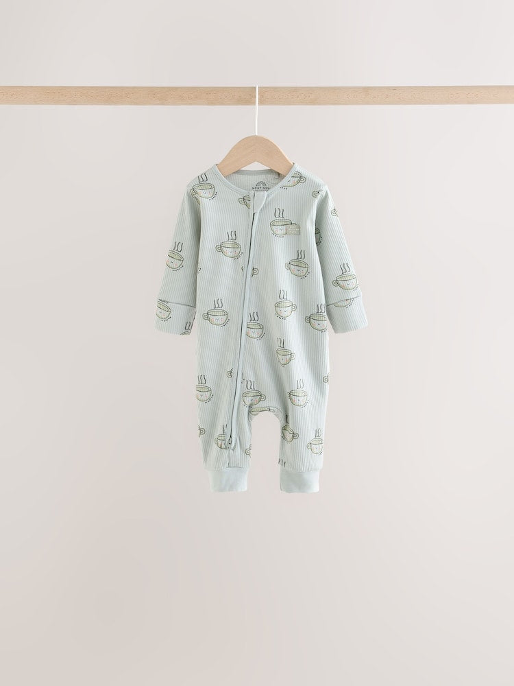 Neutral Brunch Two Way Zip Baby Sleepsuits 4 Pack (0mths-3yrs)