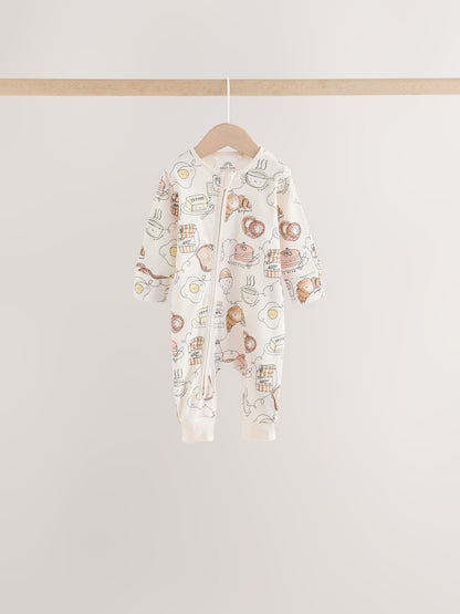 Neutral Brunch Two Way Zip Baby Sleepsuits 4 Pack (0mths-3yrs)