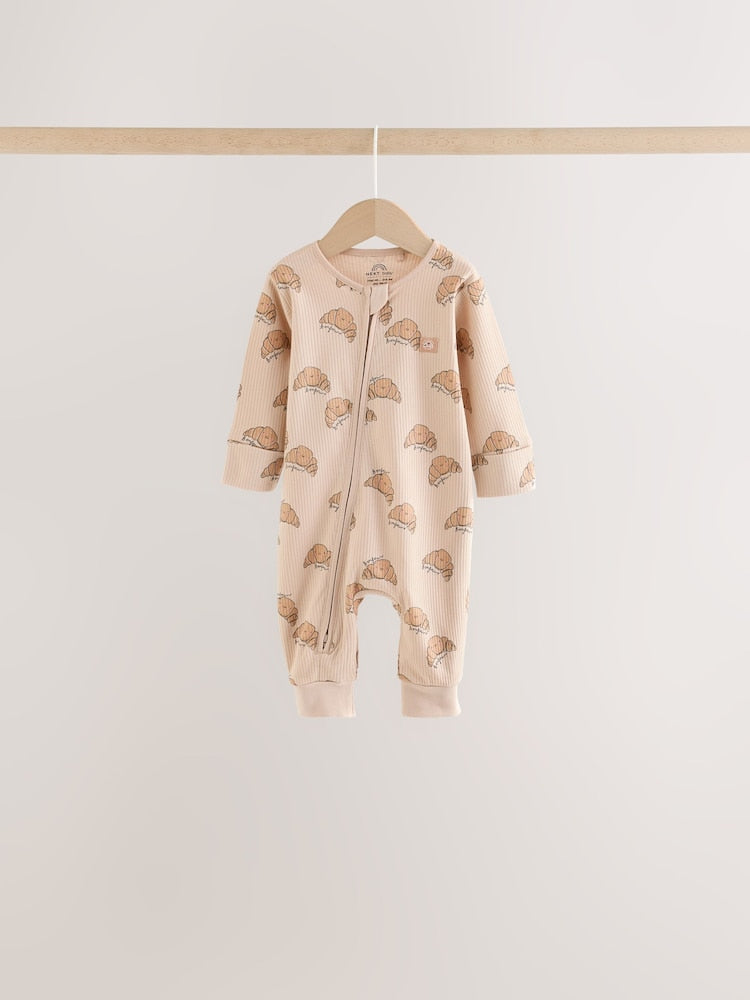 Neutral Brunch Two Way Zip Baby Sleepsuits 4 Pack (0mths-3yrs)