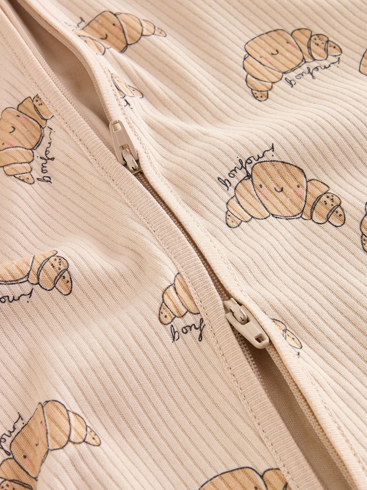 Neutral Brunch Two Way Zip Baby Sleepsuits 4 Pack (0mths-3yrs)