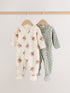Sage Green Microfleece Two Way Zip Baby Sleepsuits 2 Pack - Up to 1 Month (50-56cm)