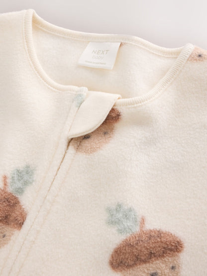 Sage Green Microfleece Two Way Zip Baby Sleepsuits 2 Pack