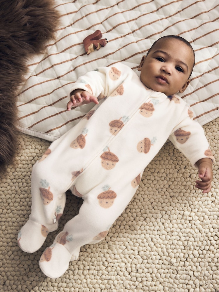 Sage Green Microfleece Two Way Zip Baby Sleepsuits 2 Pack
