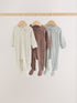 Neutral Pointelle Baby Sleepsuit 3 Pack (0-2yrs) - Up to 1 Month (50-56cm)