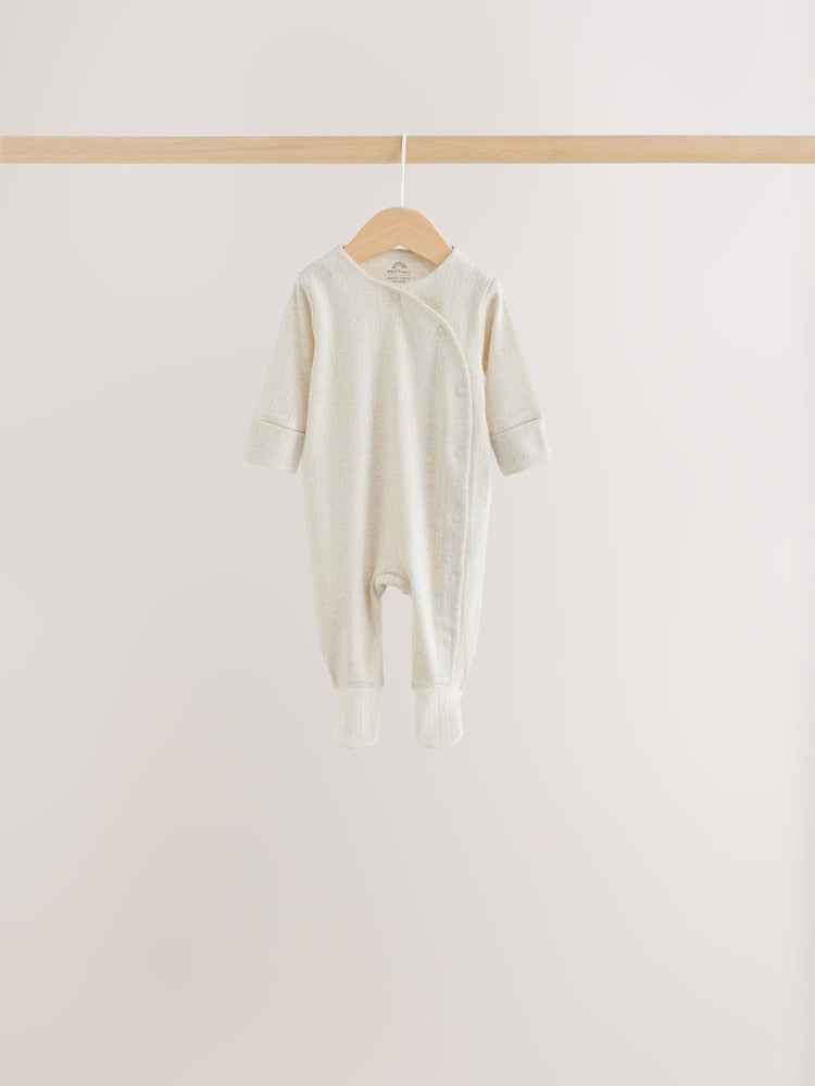 Neutral Pointelle Baby Sleepsuit 3 Pack (0-2yrs)
