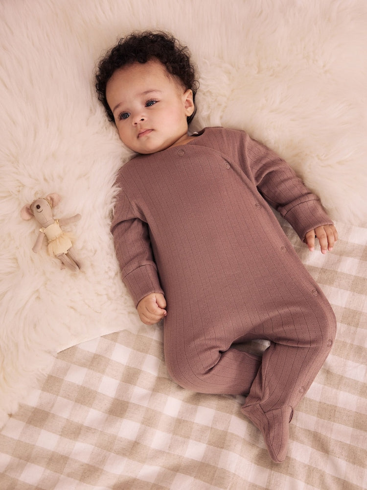 Neutral Pointelle Baby Sleepsuit 3 Pack (0-2yrs)