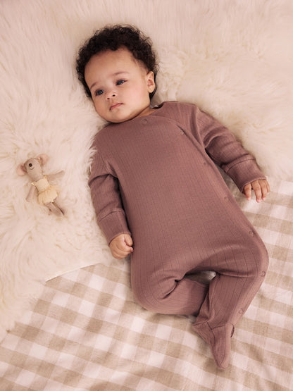 Neutral Pointelle Baby Sleepsuit 3 Pack (0-2yrs)