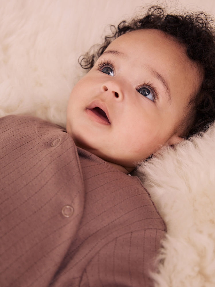 Neutral Pointelle Baby Sleepsuit 3 Pack (0-2yrs)
