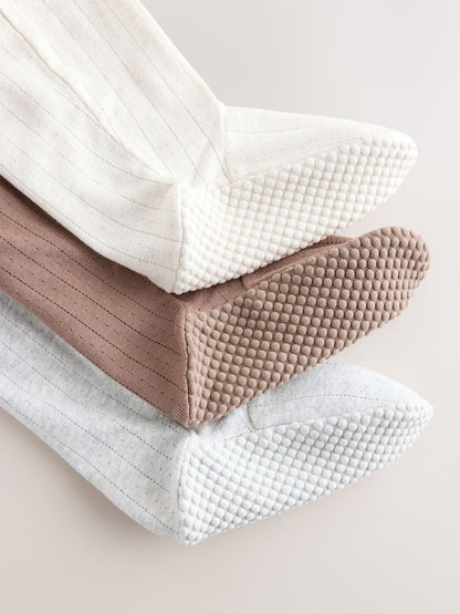 Neutral Pointelle Baby Sleepsuit 3 Pack (0-2yrs)