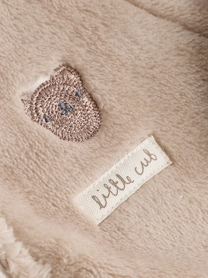 Neutral Bear Fleece Two Way Zip Baby Sleepsuit