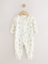 Neutral Animal Fleece Lined Two Way Zip Baby Sleepsuit - Up to 1 Month (50-56cm)