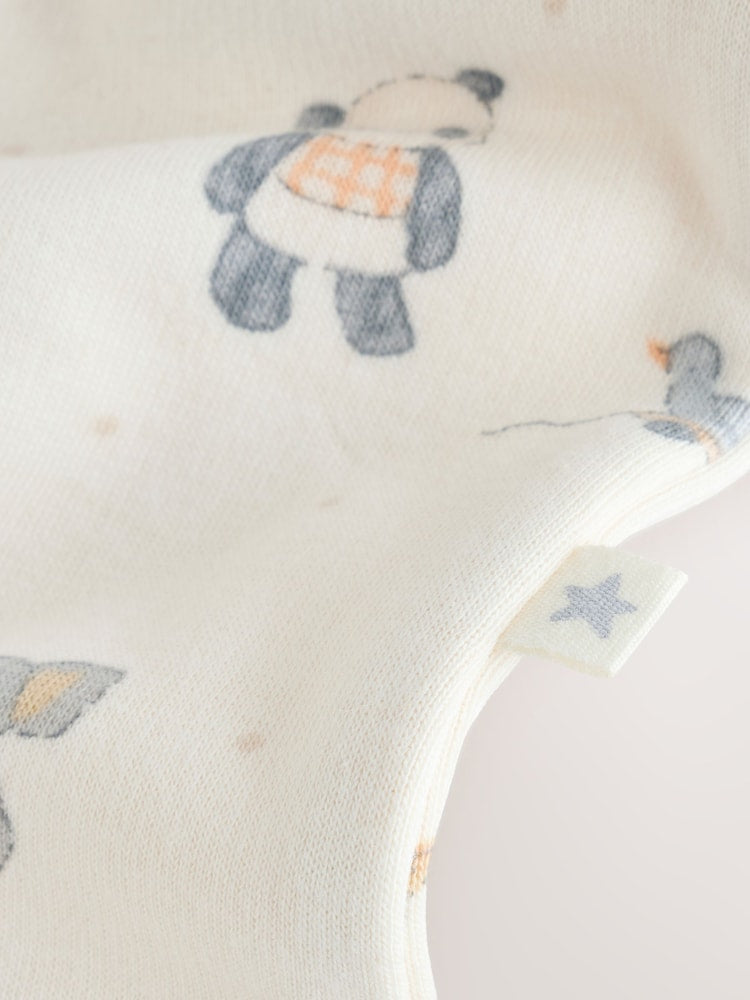 Neutral Animal Fleece Lined Two Way Zip Baby Sleepsuit