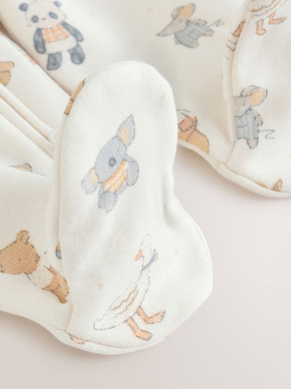 Neutral Animal Fleece Lined Two Way Zip Baby Sleepsuit