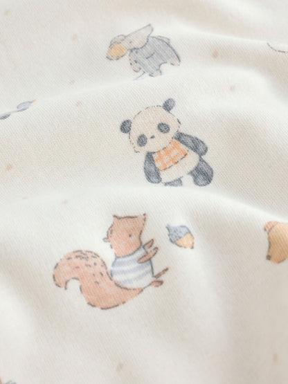 Neutral Animal Fleece Lined Two Way Zip Baby Sleepsuit