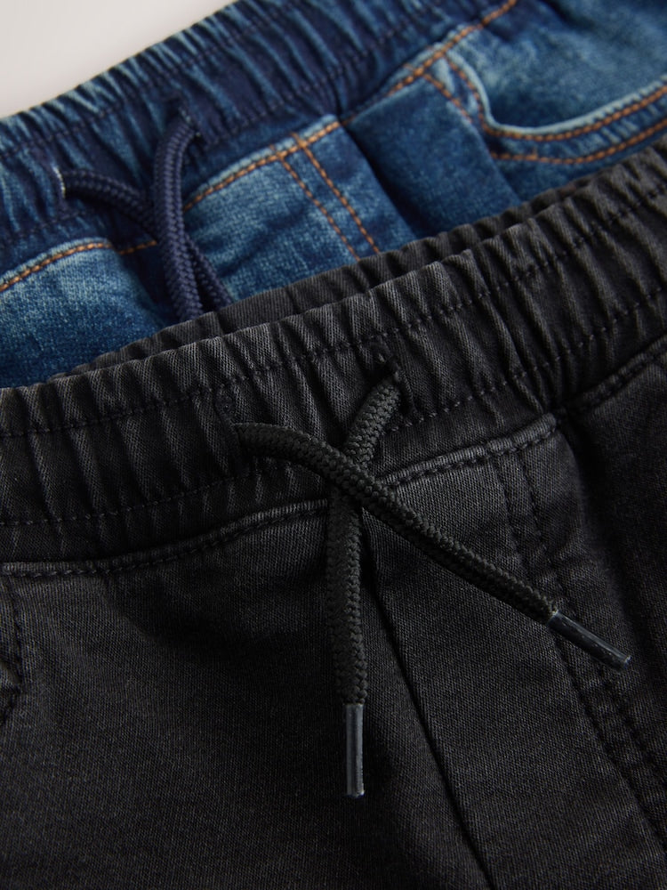 Black/Navy Loose Fit Loose Fit Stretch Elasticated Waist Jeans 2 Pack (3-16yrs)