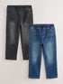 Black/Navy Loose Fit Loose Fit Stretch Elasticated Waist Jeans 2 Pack (3-16yrs)