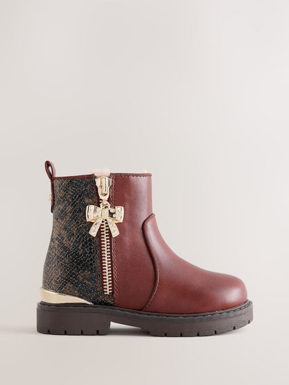 Baker by Ted Baker Chelsea Brown Boots with Snake Effect