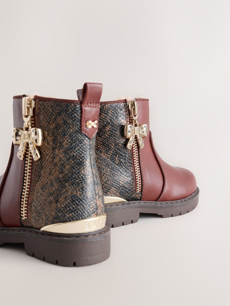 Baker by Ted Baker Chelsea Brown Boots with Snake Effect