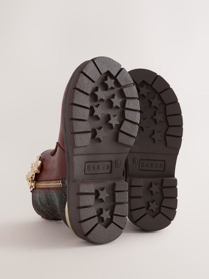 Baker by Ted Baker Chelsea Brown Boots with Snake Effect