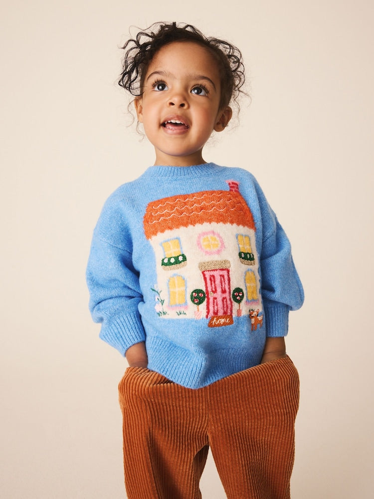 Blue Boxy Jumper (3mths-7yrs) - Blue / 12-18 Months (80-86cm)