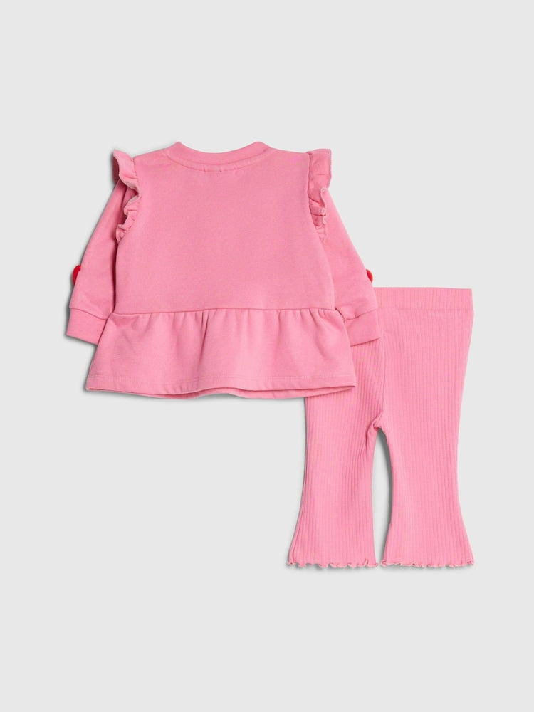 River Island Pink 3D Heart Sweat &amp; Leggings Set