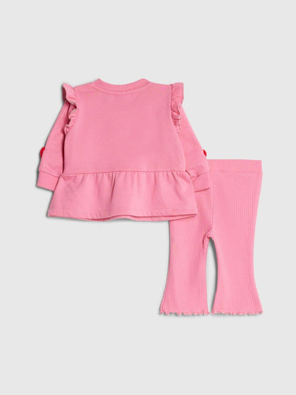 River Island Pink 3D Heart Sweat &amp; Leggings Set