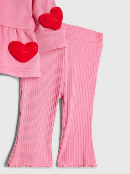 River Island Pink 3D Heart Sweat &amp; Leggings Set