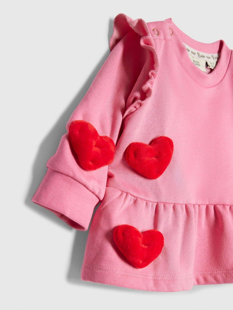 River Island Pink 3D Heart Sweat &amp; Leggings Set