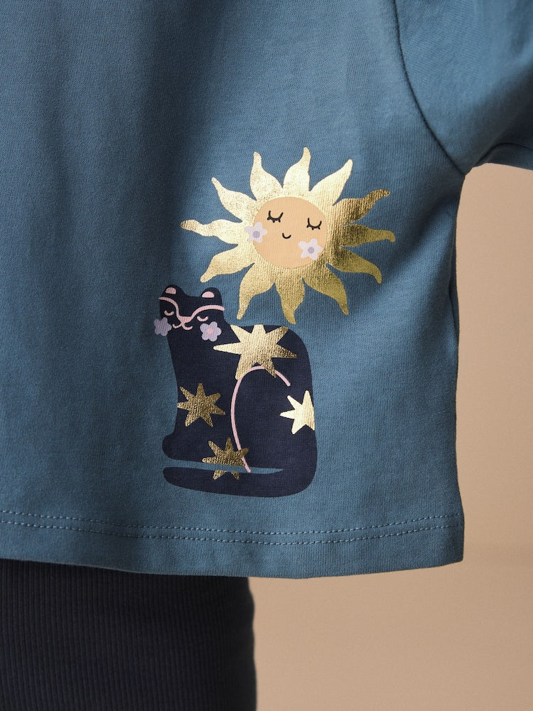 Blue Short Sleeve T-Shirt and Cycle Shorts Set (3mths-7yrs)