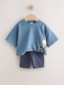 Blue Short Sleeve T-Shirt and Shorts Set (3mths-7yrs) - Size 3-6 Months (62-68cm)