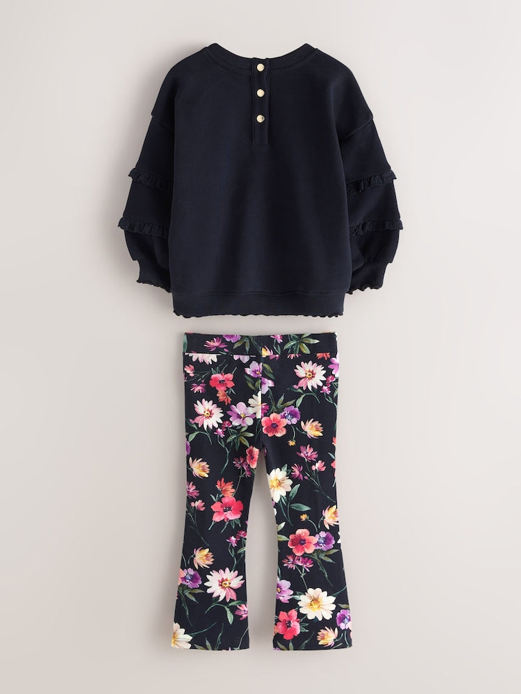 Baker by Ted Baker 2 Piece Sweat Top &amp; Floral Printed Flare Leggings Set