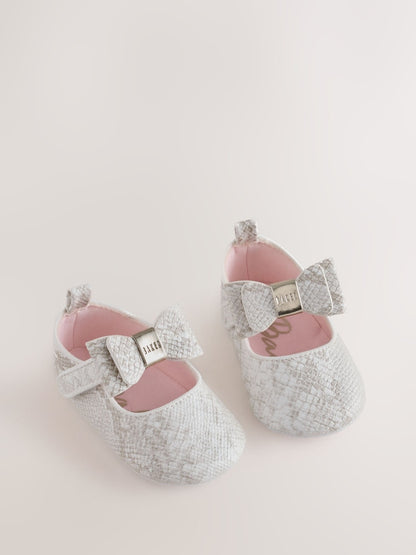 Baker by Ted Baker Ivory Snake Padders Shoes With Bow