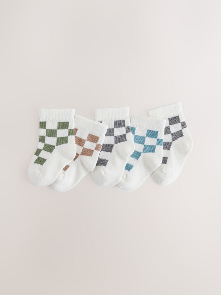 Checkerboard Socks 5 pack - Checkerboard / Up To 3 Months (50 - 62cm)
