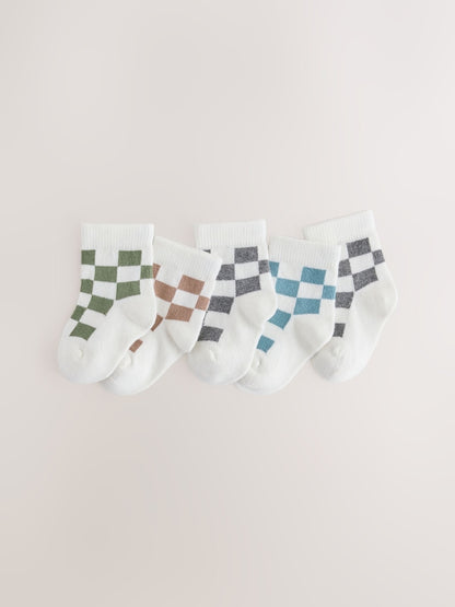 Checkerboard Socks 5 pack - Checkerboard / Up To 3 Months (50 - 62cm)