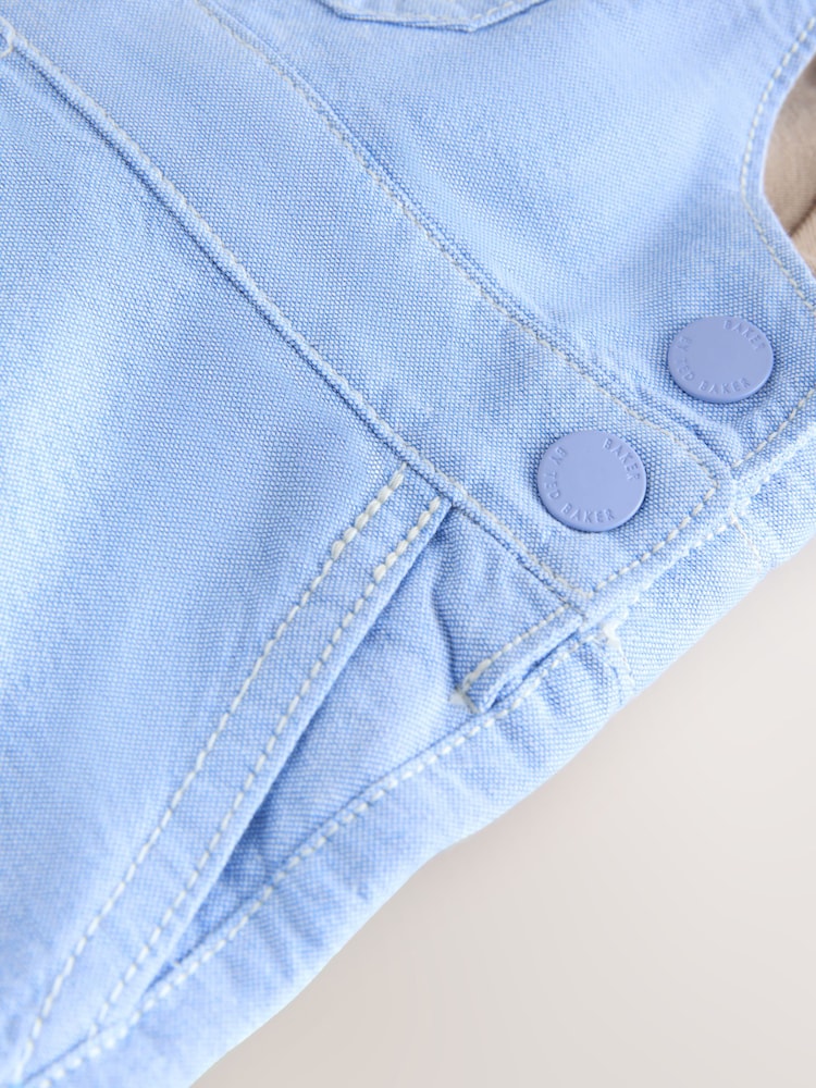 Baker by Ted Baker Blue/Stone Chambray Dungarees And T-Shirt Set