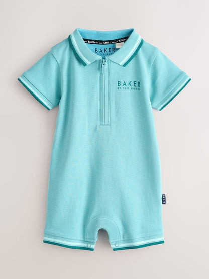 Baker by Ted Baker Blue Polo Rompersuits 2 Pack