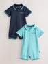 Baker by Ted Baker Blue Polo Rompersuits 2 Pack