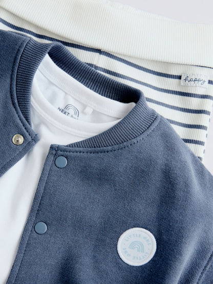 Blue Jersey Jacket, Bodysuit and Leggings Baby Set 3 Piece (0mths-2yrs)