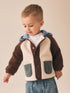 Neutral/Tan Colourblock Hooded Fleece (3mths-7yrs) - block / 12-18 Months (80-86cm)