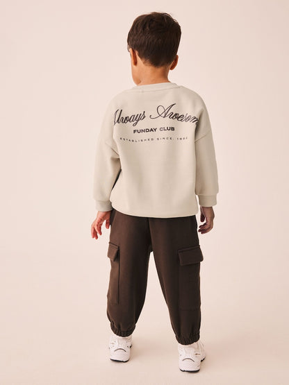 Ecru Crew Neck Sweat Top and Utility Joggers Set (3mths-7yrs)