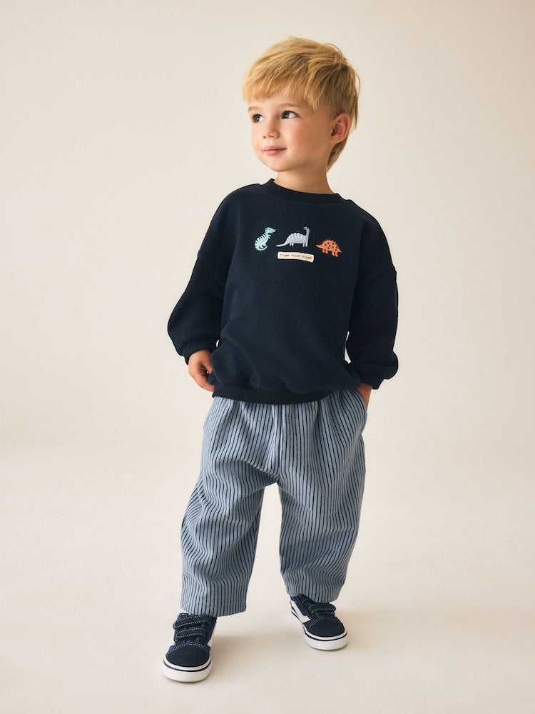 Navy/White Crew Neck Joggers Set (3mths-7yrs)