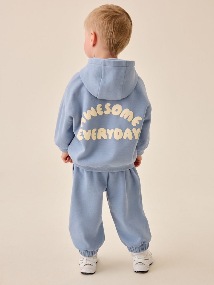Blue Back Print Hoodie and Joggers Set (3mths-7yrs)