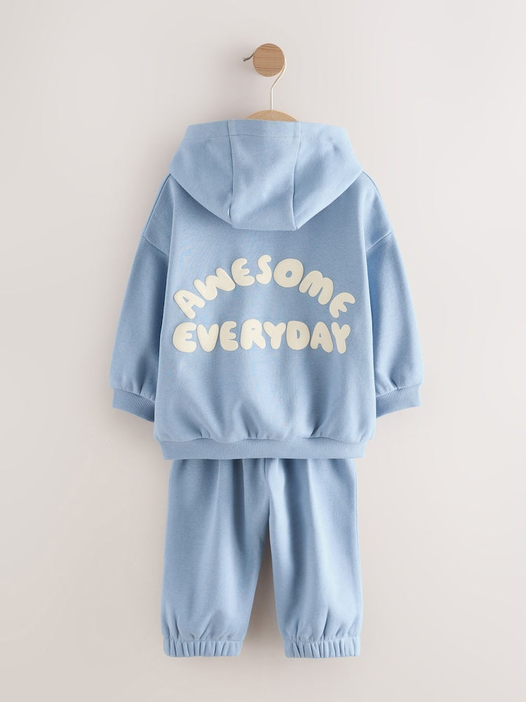 Blue Back Print Hoodie and Joggers Set (3mths-7yrs)