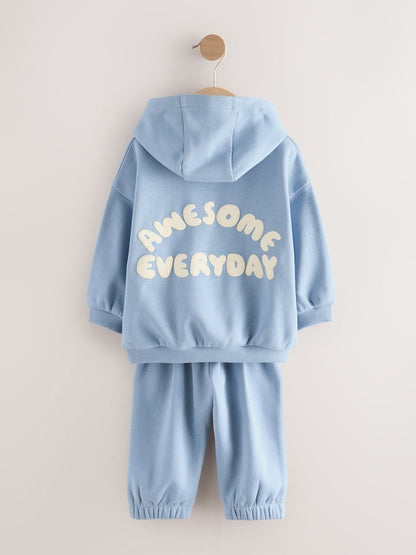 Blue Back Print Hoodie and Joggers Set (3mths-7yrs)
